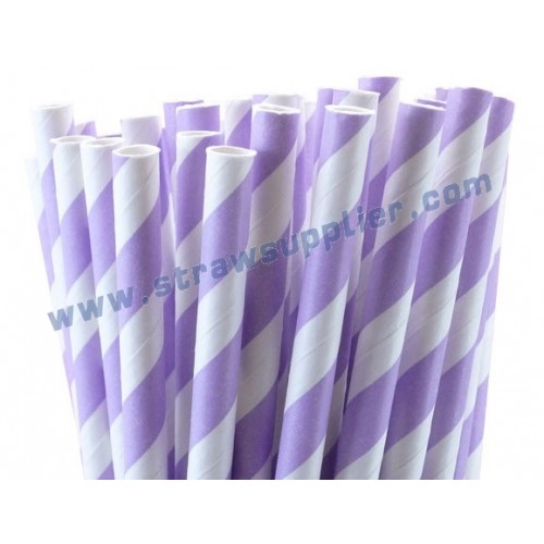 Lavender Striped Paper Straws