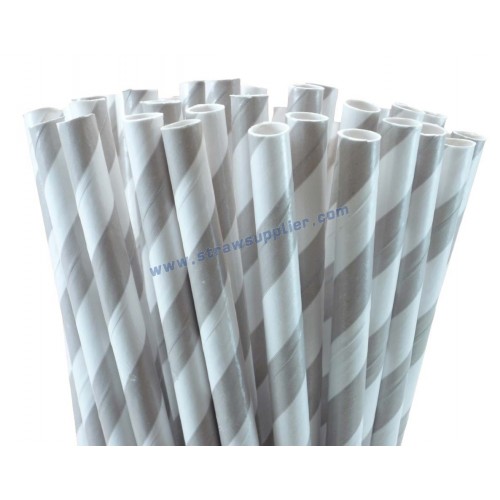 Grey Striped Paper Straws