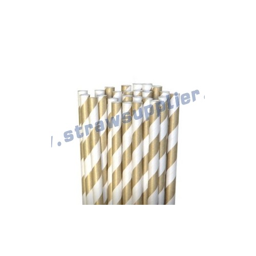 Gold Striped Paper Straws
