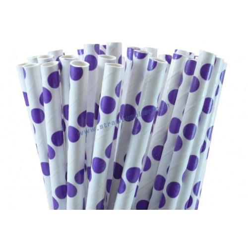 Purple Polka Dot Paper Straws