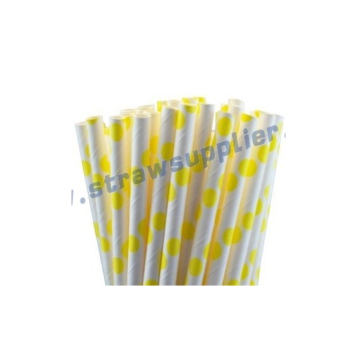 Yellow Polka Dot Paper Straws