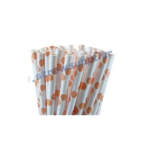 Orange Polka Dot Paper Straws