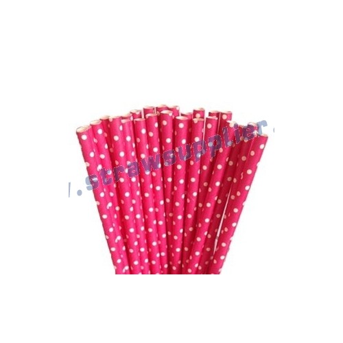 Dark Pink Mini Spots Paper Straws