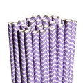 Purple Chevron Paper Straws