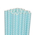 Light Blue Chevron Paper Straws