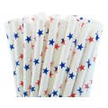 Red Blue Star Paper Straws
